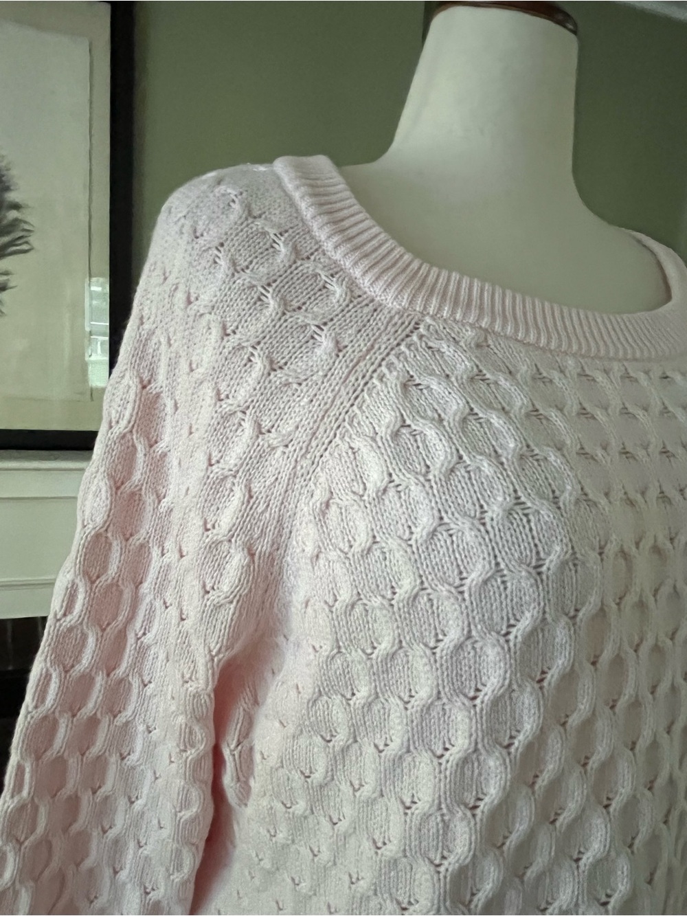 Blush Pink Honeycomb Knit Raglan Sweater - Size XXL - Picture 3 of 7